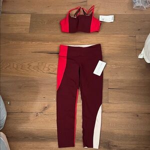 NWT Athleta Red and Burgundy Workout Set